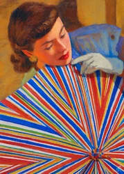 Parapluie rayé pour femme, au style élégant