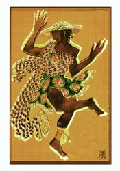 Danseuse dorée au chapeau