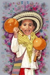 Un petit garçon joyeux jouant des maracas