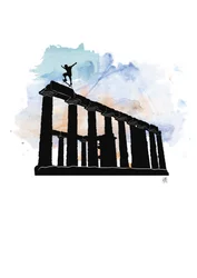 Skateboard entre les colonnes antiques