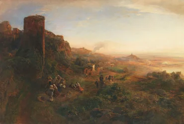 Oswald Achenbach Ambiance du soir dans les montagnes albanaises
