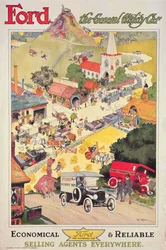 Affiche publicitaire pour Ford - La voiture utilitaire polyvalente, vers 1912