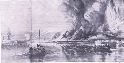La chute de Sébastopol et la retraite des Russes, 8 septembre 1855, illustration de British Battles on Land and Sea, 1915