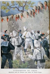 Quatorze têtes de boxeurs sur les murs de Tchio-Tchao, Chine