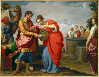 Rebecca et Eliezer au puits (peinture sur toile)