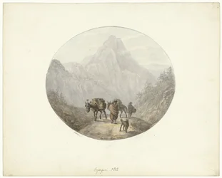 Paysage montagneux en Espagne, avec des mules