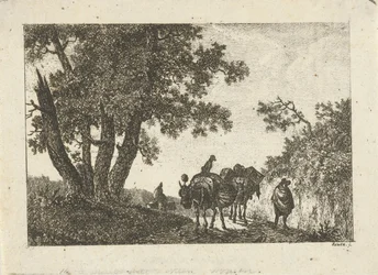 Paysage avec ânes de bât et voyageurs