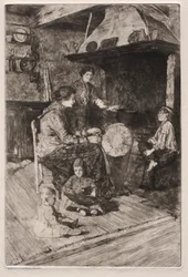 Eaux-fortes de Venise : Les dentellières, 19ème siècle