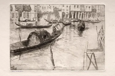 Eaux-fortes de Venise : Traghetto San Felice, 19ème siècle
