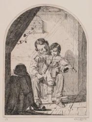 Le garçon apprend à jouer du violon