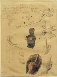 Feuille de croquis avec études de composition et de mains pour Mains levées (Réponses)