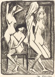 Trois filles devant un miroir