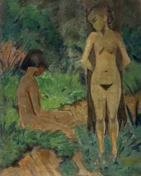 Baigneurs sous les arbres