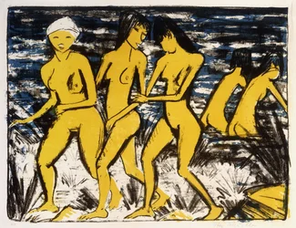 Cinq nus jaunes sur l