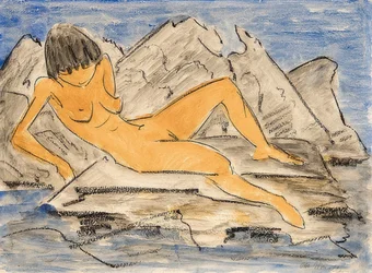 Nu féminin allongé au bord de l
