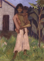 Gitane Debout avec Enfants