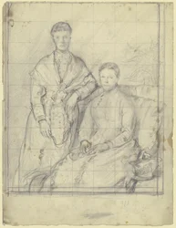 Double portrait : figure debout et figure assise
