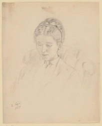 Luise Scholderer, assise dans un fauteuil