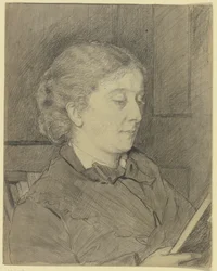 Luise Scholderer, lisant avec un chat
