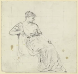 Femme assise de « Préparation pour le bal costumé »