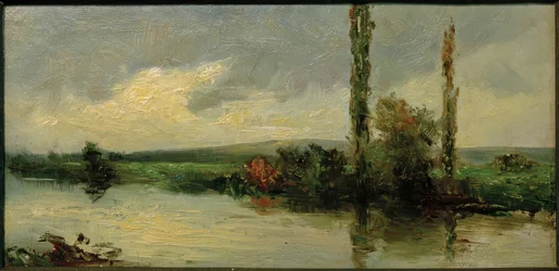 Petit morceau de rivière avec des peupliers