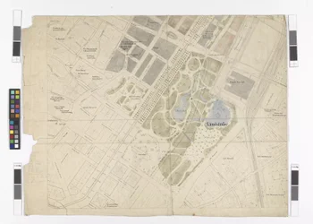 Plan général de régulation : extrait de feuille de carte de la partie orientale de la ville intérieure et de la Ringstraße, parc municipal et halles centrales