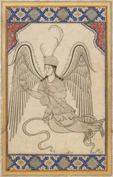 Ange volant avec coupe et flacon de vin