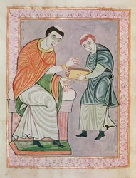 Le scribe Anno devant Gero, du Codex Gero, vers 969