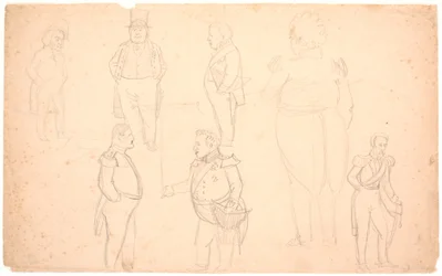 Caricature de A.S. Ørsted, Frederik VII, Christian VIII et probablement Frederik VI