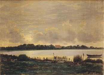 Vue à travers le fjord de Præstø vers le manoir de Nysø
