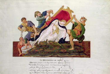 Allégorie du renversement du trône en France pendant la Révolution française