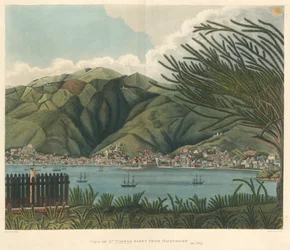 Vue de Saint-Thomas, prise de Havensicht, 18 janv., lithographie par Joseph Constantine Stadler