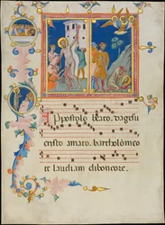 Feuille de Manuscrit avec le Martyre de Saint Barthélemy, d