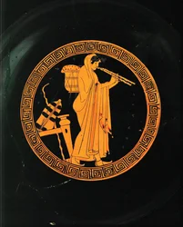 Aulete, musicien jouant de l