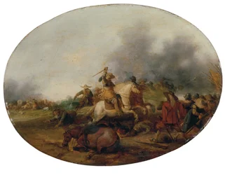 Escarmouche de cavalerie avec un cheval tombé, 1637