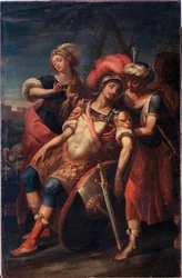 Erminia et Vafrino découvrent le Tancrède blessé (chant 19 de La Jérusalem délivrée par Torquato Tasso)