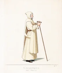 Costume clérical : un moine chartreux, ordre de Saint Bruno