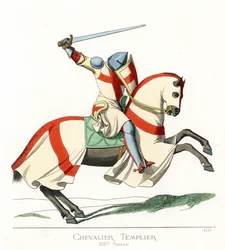 Un chevalier templier à cheval