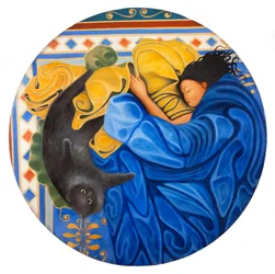Barbara et Camilla, 2016 (huile sur panneau de bois)