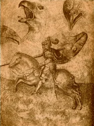 Chevalier avec lance et études d