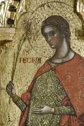 Sainte Thècle (détail du Polyptyque de la Crucifixion avec Saints)