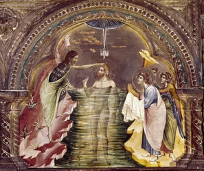 Le baptême de Jésus, détail du polyptyque de Santa Chiara