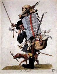 Un pharmacien militaire, fin du XVIIIe siècle (gravure en couleur)