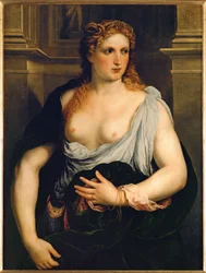 Femme en manteau vert (peinture sur toile)