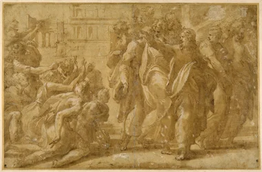 Christ avec ses disciples guérissant les lépreux