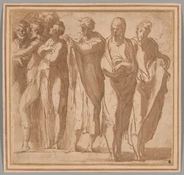 Groupe de neuf personnages debout