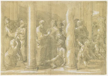 Saint Pierre et Saint Jean guérissant les malades aux portes du Temple, vers 1530