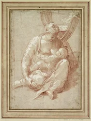 Vierge Assise sur le Sol, Allaitant l