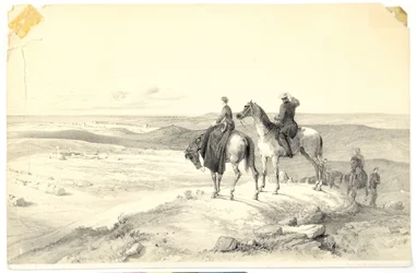 Florence Nightingale et M. Bracebridge sur la colline de Cathcart surplombant Sébastopol le 8 mai 1855