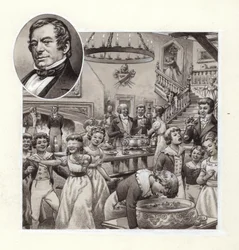 Fêtes de Noël chez un squre anglais (gouache sur papier)
